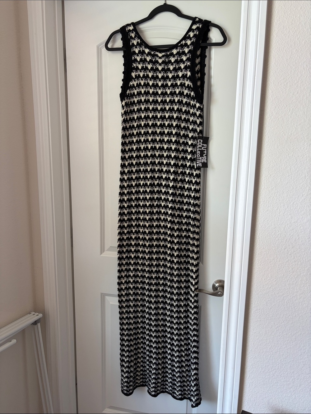 Crochet Maxi Dress - Black and White